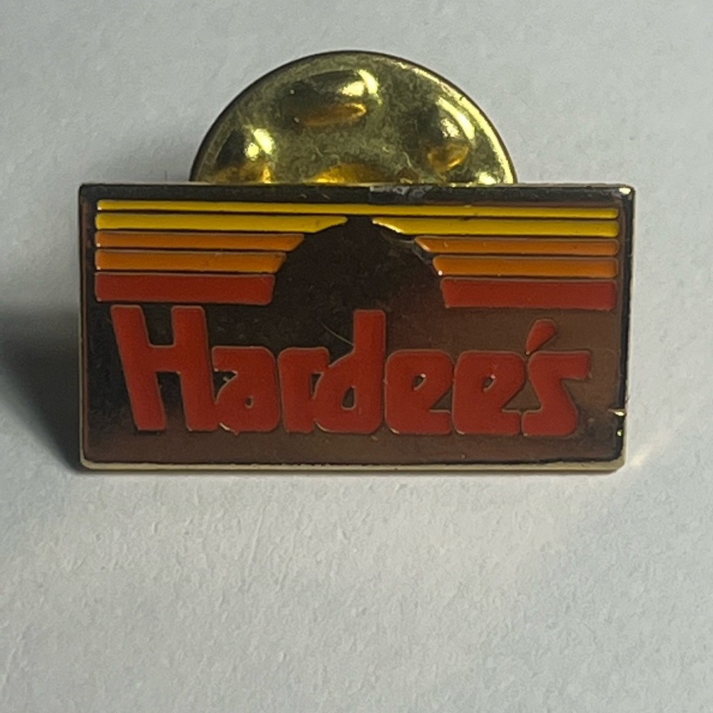Vintage Hardees restaurant sunrise pin rare